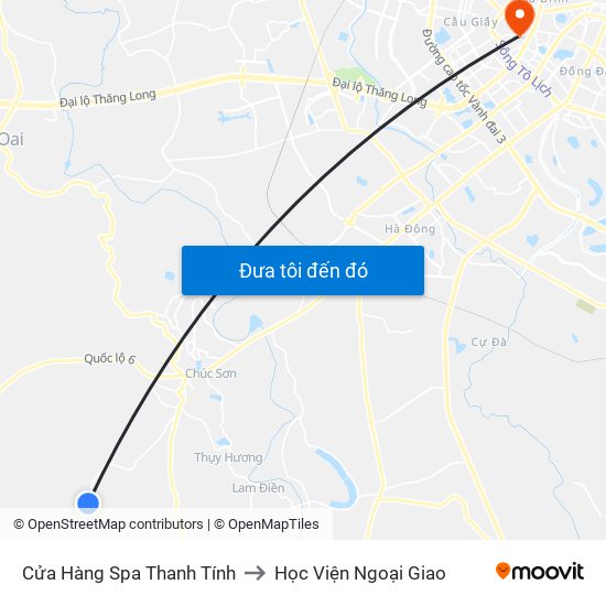 Cửa Hàng Spa Thanh Tính to Học Viện Ngoại Giao map