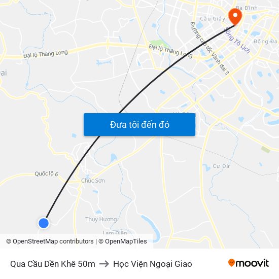 Qua Cầu Dền Khê 50m to Học Viện Ngoại Giao map