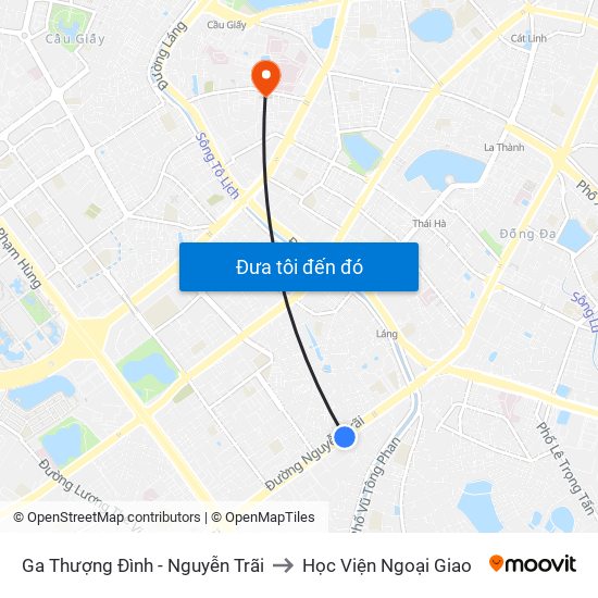 Ga Thượng Đình - Nguyễn Trãi to Học Viện Ngoại Giao map