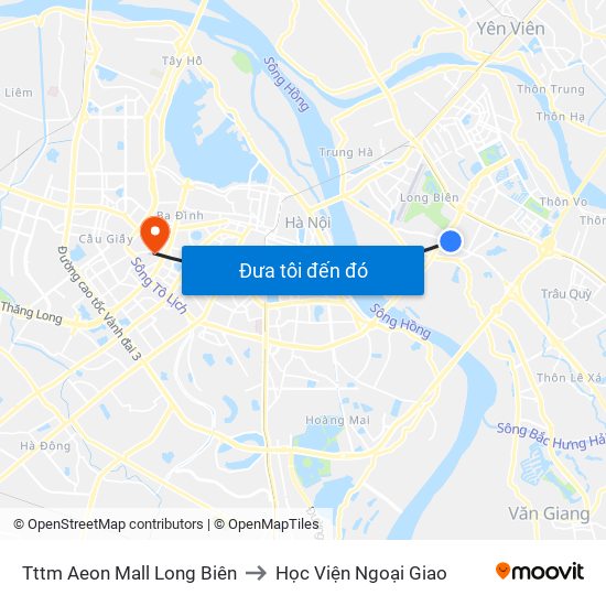 Tttm Aeon Mall Long Biên to Học Viện Ngoại Giao map