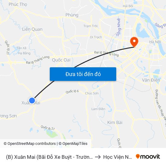 (B) Xuân Mai (Bãi Đỗ Xe Buýt - Trường Đại Học Lâm Nghiệp) to Học Viện Ngoại Giao map