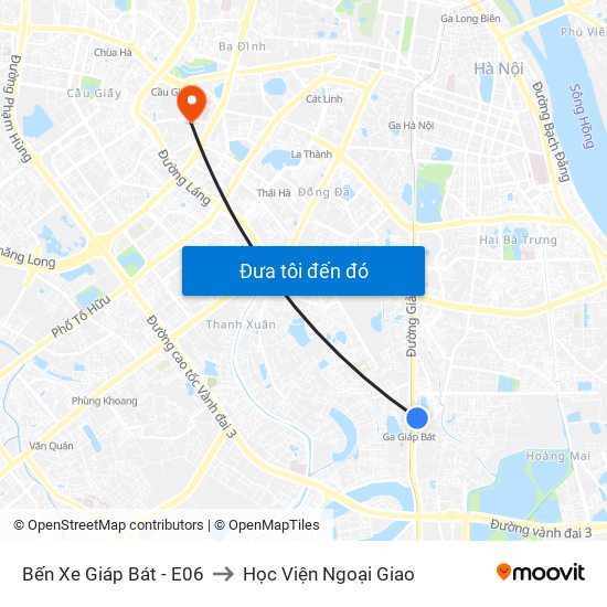 Bến Xe Giáp Bát - E06 to Học Viện Ngoại Giao map