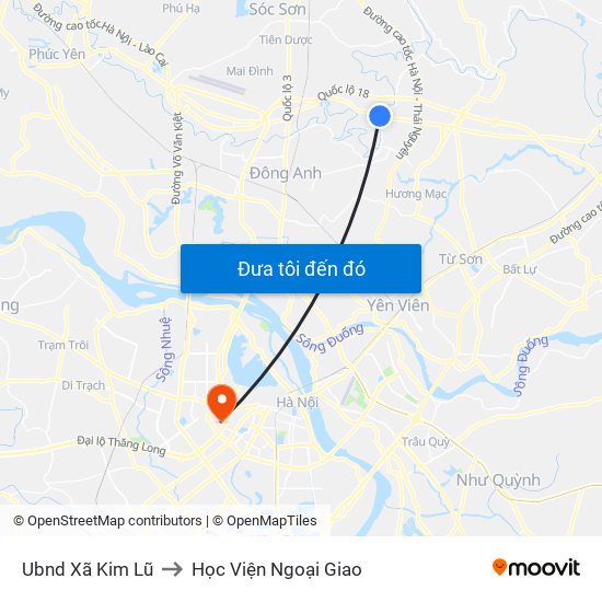 Ubnd Xã Kim Lũ to Học Viện Ngoại Giao map