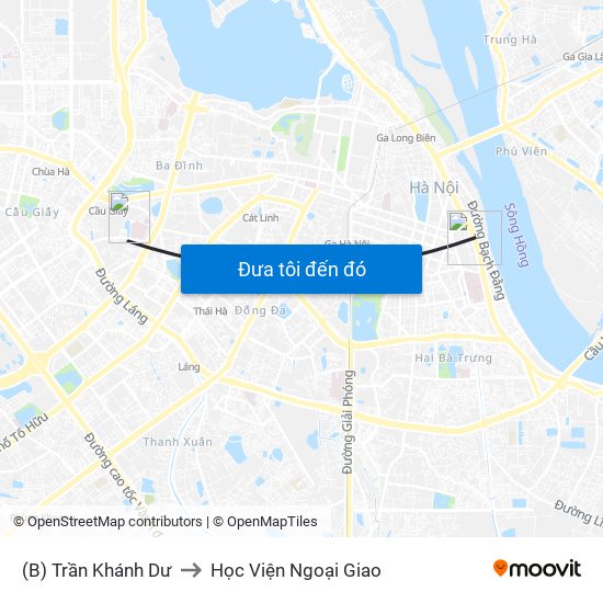 (B) Trần Khánh Dư to Học Viện Ngoại Giao map