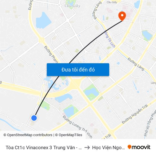 Tòa Ct1c Vinaconex 3 Trung Văn - Nam Từ Liêm to Học Viện Ngoại Giao map