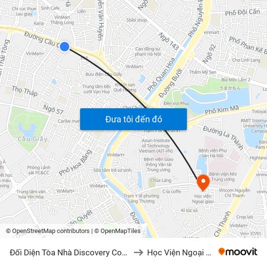 Đối Diện Tòa Nhà Discovery Complex to Học Viện Ngoại Giao map