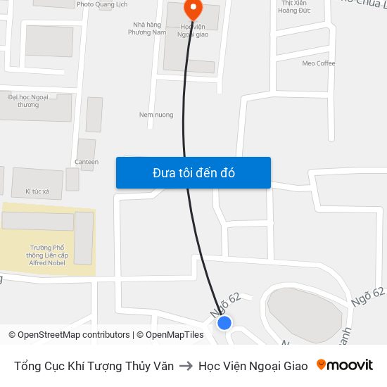 Tổng Cục Khí Tượng Thủy Văn to Học Viện Ngoại Giao map