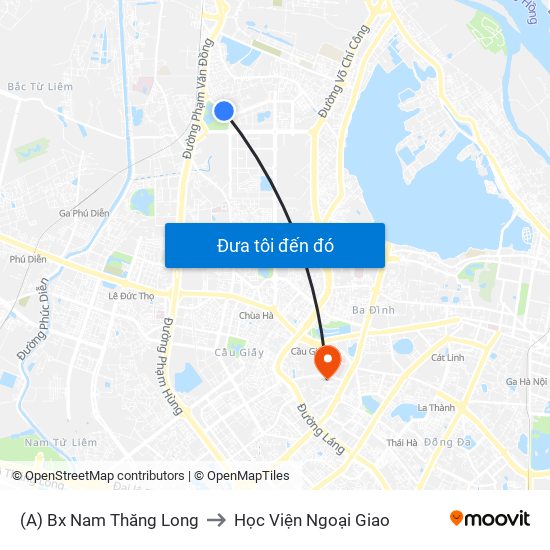 (A) Bx Nam Thăng Long to Học Viện Ngoại Giao map