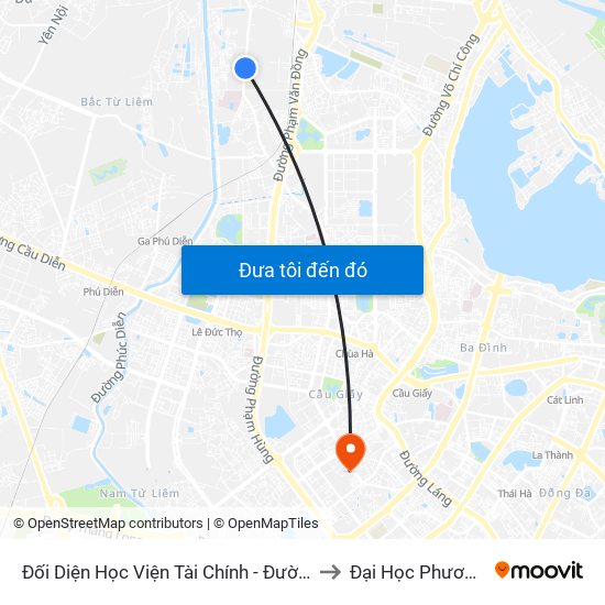 Đối Diện Học Viện Tài Chính - Đường Đức Thắng to Đại Học Phương Đông map