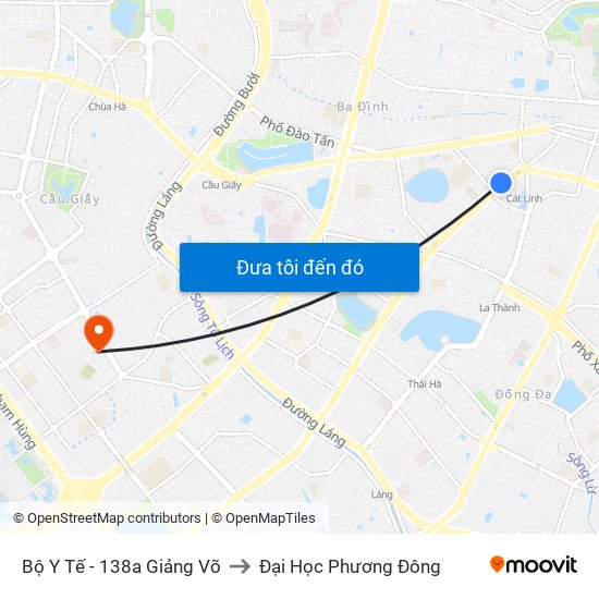 Bộ Y Tế - 138a Giảng Võ to Đại Học Phương Đông map