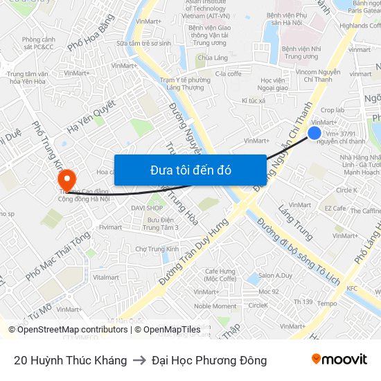 20 Huỳnh Thúc Kháng to Đại Học Phương Đông map