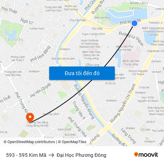 593 - 595 Kim Mã to Đại Học Phương Đông map