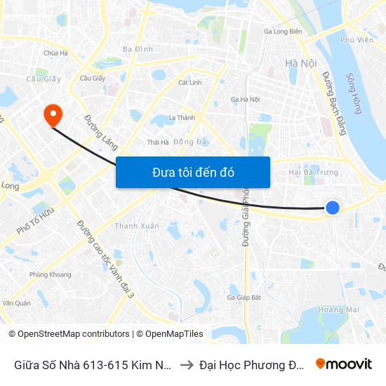 Giữa Số Nhà 613-615 Kim Ngưu to Đại Học Phương Đông map