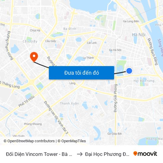 Đối Diện Vincom Tower - Bà Triệu to Đại Học Phương Đông map