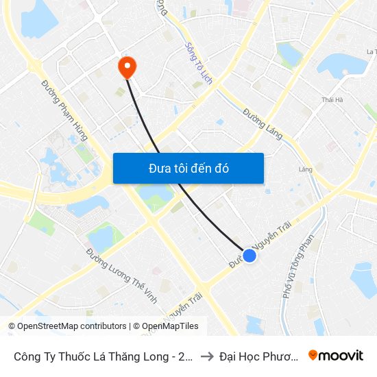 Công Ty Thuốc Lá Thăng Long - 235 Nguyễn Trãi to Đại Học Phương Đông map