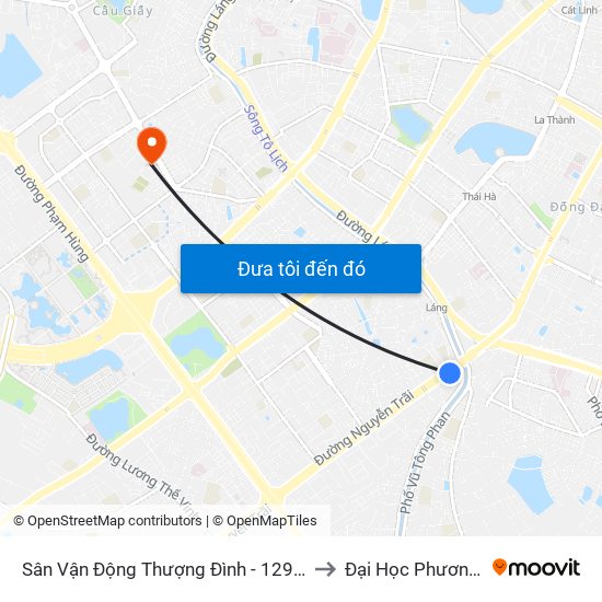 Sân Vận Động Thượng Đình - 129 Nguyễn Trãi to Đại Học Phương Đông map