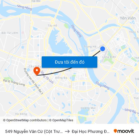 549 Nguyễn Văn Cừ (Cột Trước) to Đại Học Phương Đông map