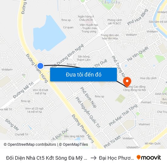 Đối Diện Nhà Ct5 Kđt Sông Đà Mỹ Đình - Phạm Hùng to Đại Học Phương Đông map