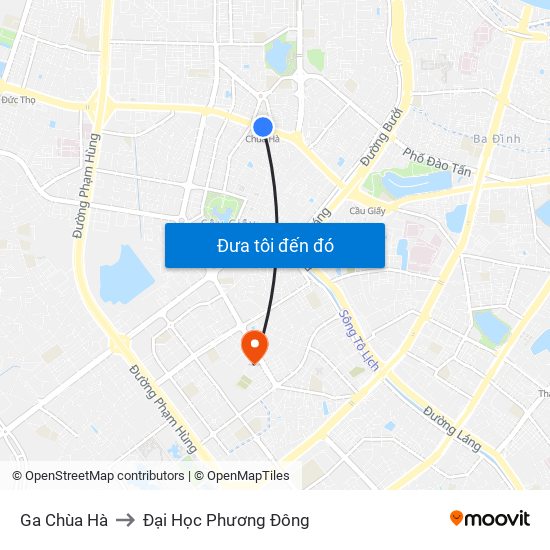 Ga Chùa Hà to Đại Học Phương Đông map