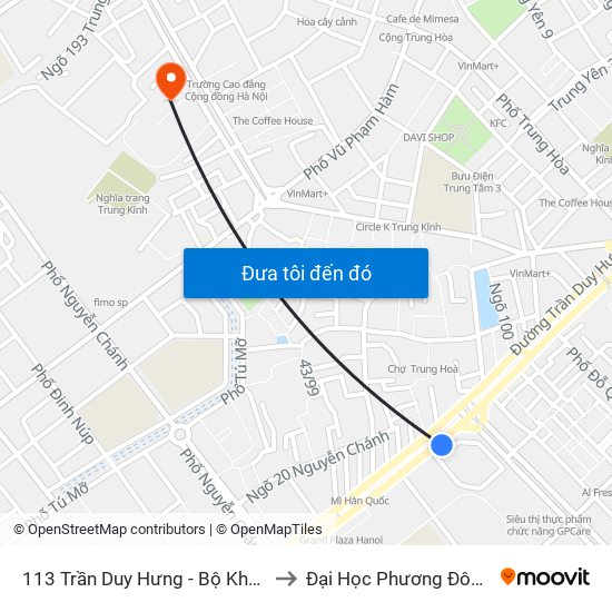 113 Trần Duy Hưng - Bộ Khcn to Đại Học Phương Đông map