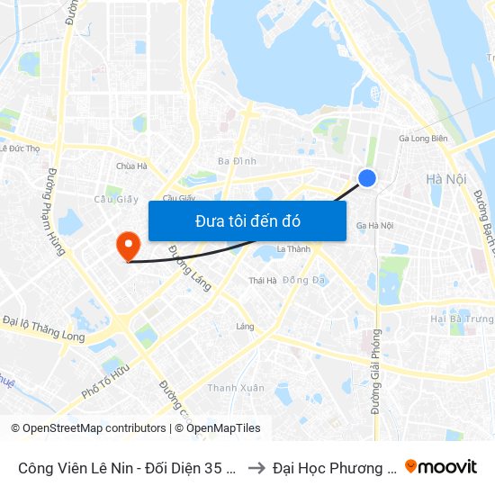 Công Viên Lê Nin - Đối Diện 35 Trần Phú to Đại Học Phương Đông map