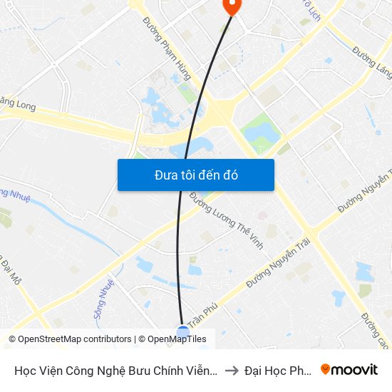 Học Viện Công Nghệ Bưu Chính Viễn Thông - Trần Phú (Hà Đông) to Đại Học Phương Đông map