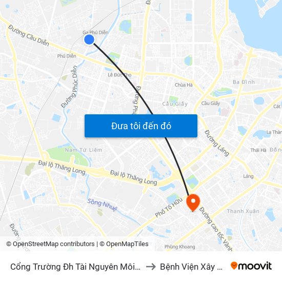 Cổng Trường Đh Tài Nguyên Môi Trường to Bệnh Viện Xây Dựng map