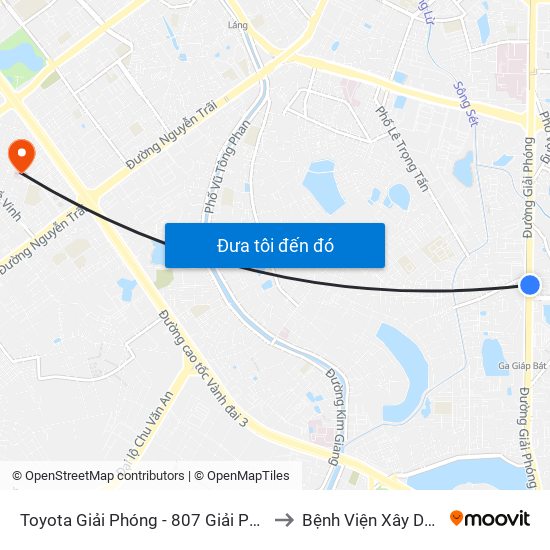 Toyota Giải Phóng - 807 Giải Phóng to Bệnh Viện Xây Dựng map