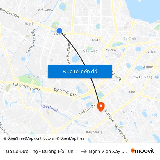 Ga Lê Đức Thọ - Đường Hồ Tùng Mậu to Bệnh Viện Xây Dựng map