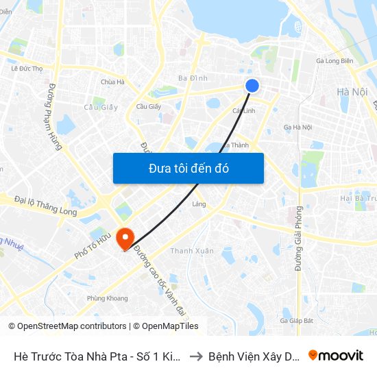 Hè Trước Tòa Nhà Pta - Số 1 Kim Mã to Bệnh Viện Xây Dựng map