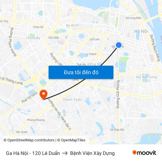 Ga Hà Nội - 120 Lê Duẩn to Bệnh Viện Xây Dựng map