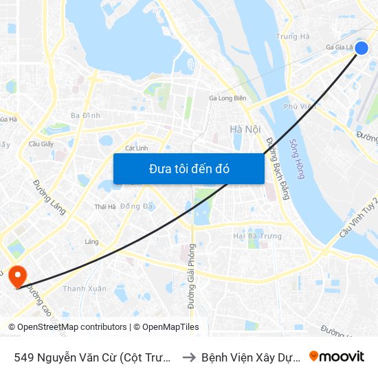 549 Nguyễn Văn Cừ (Cột Trước) to Bệnh Viện Xây Dựng map