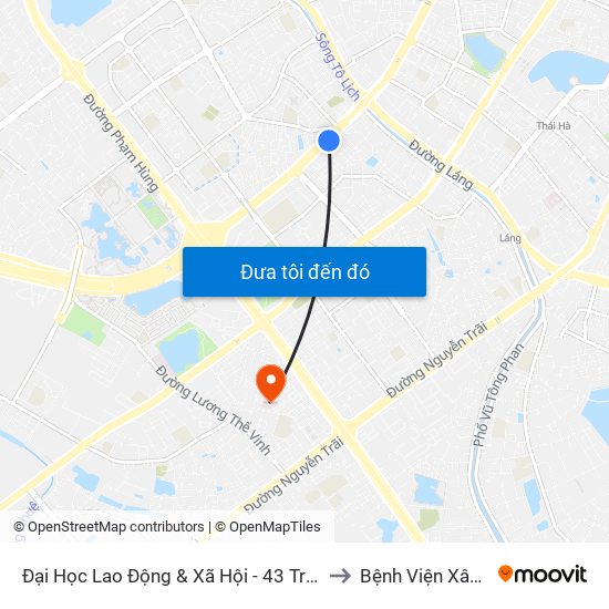 Đại Học Lao Động & Xã Hội - 43 Trần Duy Hưng to Bệnh Viện Xây Dựng map