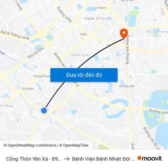 Cổng Thôn Yên Xá - 89 Cầu Bươu to Bệnh Viện Bệnh Nhiệt Đới Trung Ương map