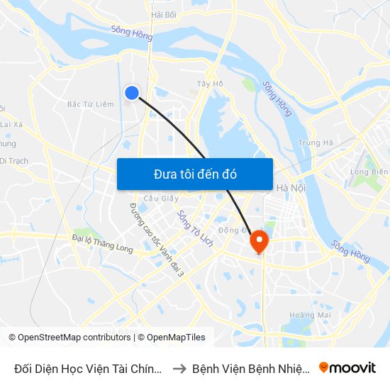 Đối Diện Học Viện Tài Chính - Đường Đức Thắng to Bệnh Viện Bệnh Nhiệt Đới Trung Ương map