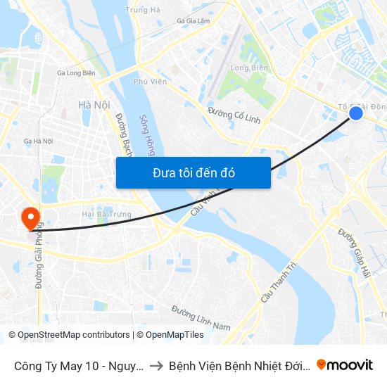Công Ty May 10 - Nguyễn Văn Linh to Bệnh Viện Bệnh Nhiệt Đới Trung Ương map