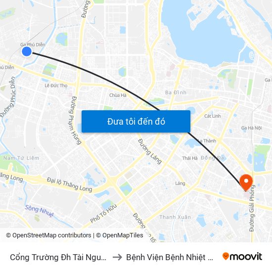 Cổng Trường Đh Tài Nguyên Môi Trường to Bệnh Viện Bệnh Nhiệt Đới Trung Ương map