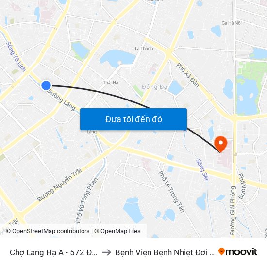 Chợ Láng Hạ A - 572 Đường Láng to Bệnh Viện Bệnh Nhiệt Đới Trung Ương map