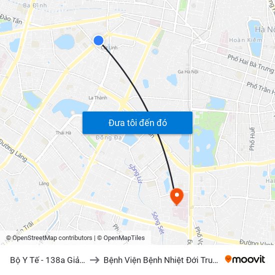 Bộ Y Tế - 138a Giảng Võ to Bệnh Viện Bệnh Nhiệt Đới Trung Ương map