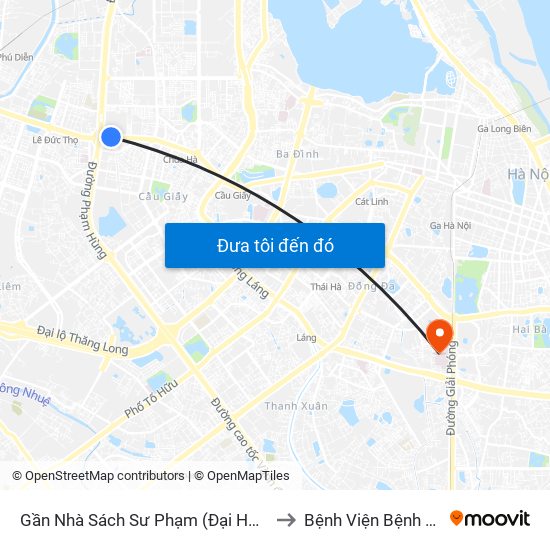 Gần Nhà Sách Sư Phạm (Đại Học Sư Phạm Hà Nội) - 136 Xuân Thủy to Bệnh Viện Bệnh Nhiệt Đới Trung Ương map