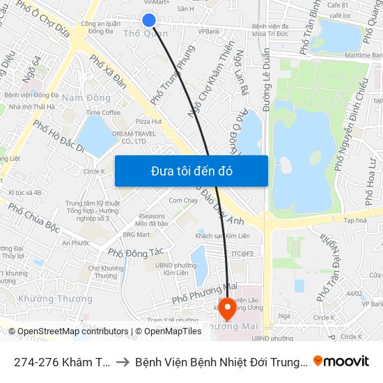 274-276 Khâm Thiên to Bệnh Viện Bệnh Nhiệt Đới Trung Ương map