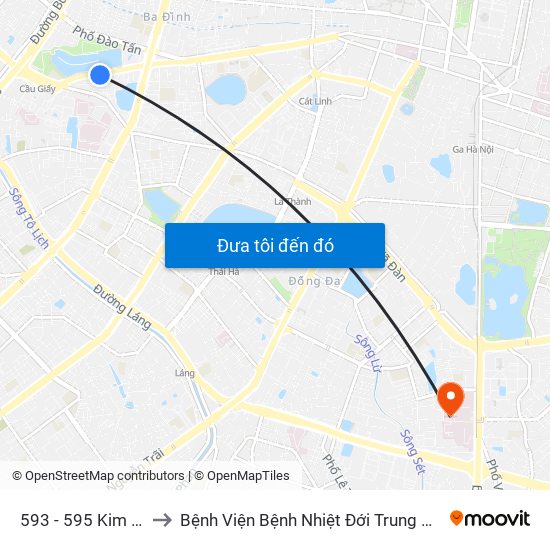 593 - 595 Kim Mã to Bệnh Viện Bệnh Nhiệt Đới Trung Ương map