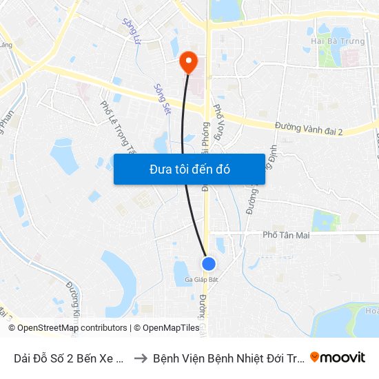 Dải Đỗ Số 2 Bến Xe Giáp Bát to Bệnh Viện Bệnh Nhiệt Đới Trung Ương map