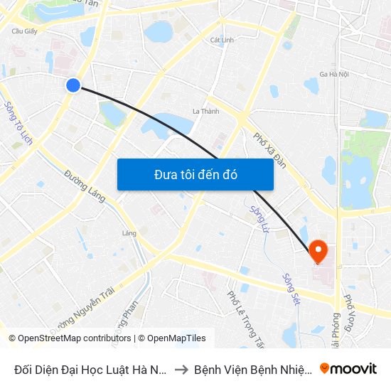 Đối Diện Đại Học Luật Hà Nội - Nguyễn Chí Thanh to Bệnh Viện Bệnh Nhiệt Đới Trung Ương map