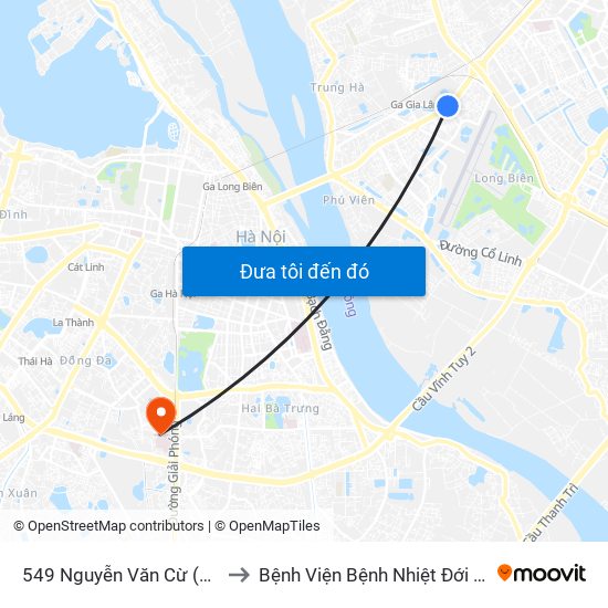 549 Nguyễn Văn Cừ (Cột Trước) to Bệnh Viện Bệnh Nhiệt Đới Trung Ương map