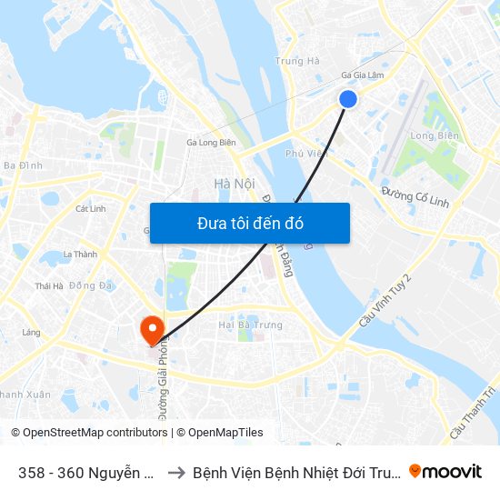 358 - 360 Nguyễn Văn Cừ to Bệnh Viện Bệnh Nhiệt Đới Trung Ương map