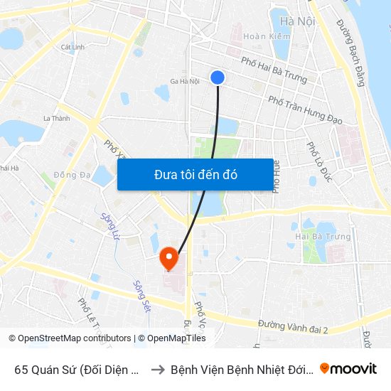 65 Quán Sứ (Đối Diện 80 Quán Sứ) to Bệnh Viện Bệnh Nhiệt Đới Trung Ương map