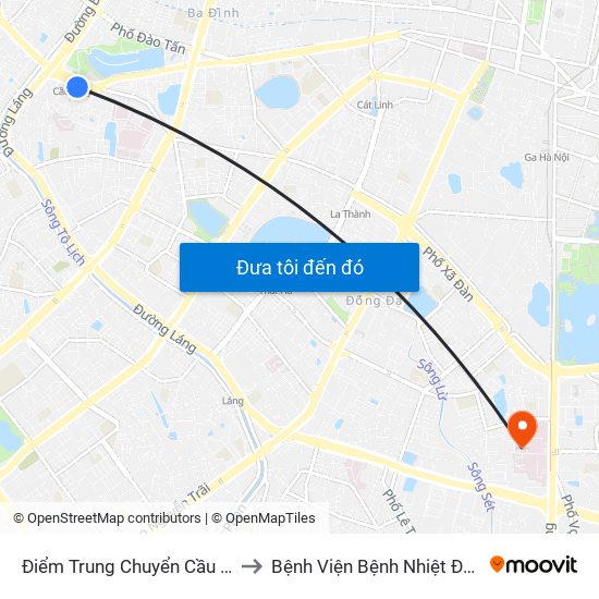 Điểm Trung Chuyển Cầu Giấy - Gtvt 02 to Bệnh Viện Bệnh Nhiệt Đới Trung Ương map