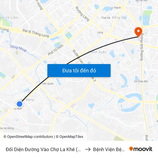 Đối Diện Đường Vào Chợ La Khê (Qua Ga Metro La Khê) - 405 Quang Trung (Hà Đông) to Bệnh Viện Bệnh Nhiệt Đới Trung Ương map