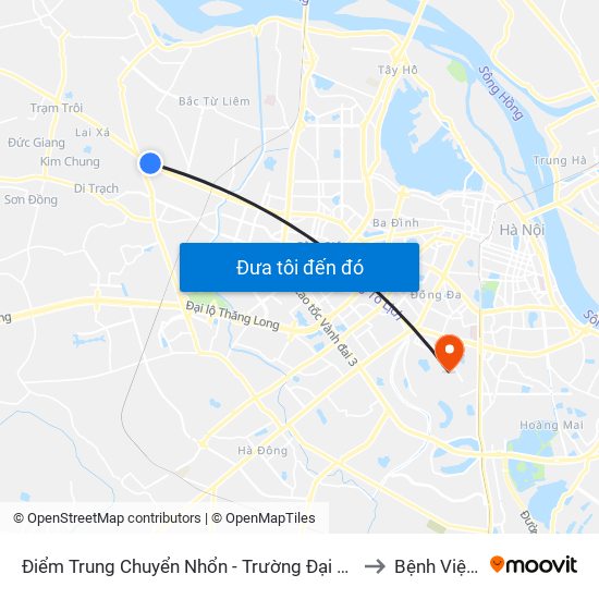 Điểm Trung Chuyển Nhổn - Trường Đại Học Công Nghiệp Hà Nội - Đường 32 to Bệnh Viện Bưu Điện map